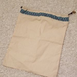 Tory Burch Drawstring Handbag Shoe Dust Bag Blue Trim Logo Charm 15'" x 12"